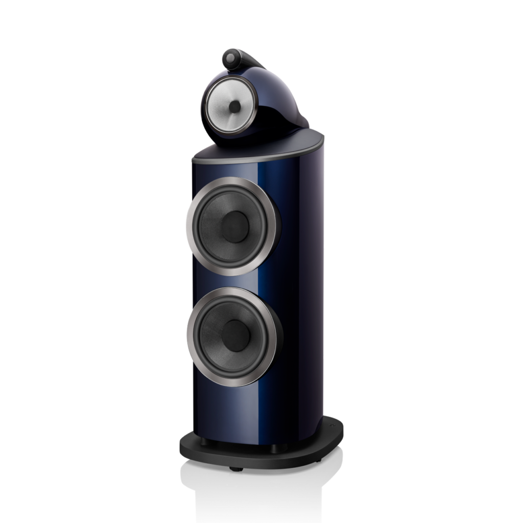 Front view of the Bowers & Wilkins 801 D4 Signature loudspeakers without magnetic grilles