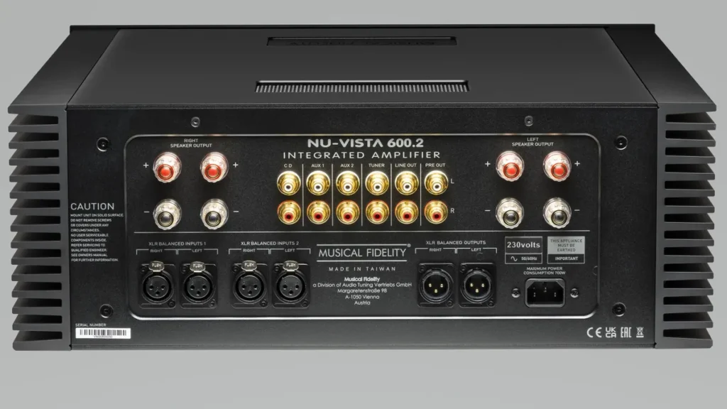 Musical Fidelity NuVista 600.2 Stereo Integrated Amplifier inputs and outputs
