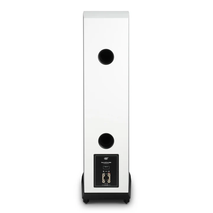 Rear Ports and Speaker Binding posts of the MoFi SourcePoint 888 loudspeaker in White Finish