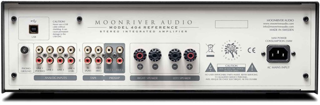 Moonriver 404 Reference back panel view with inputs and output connections displayed