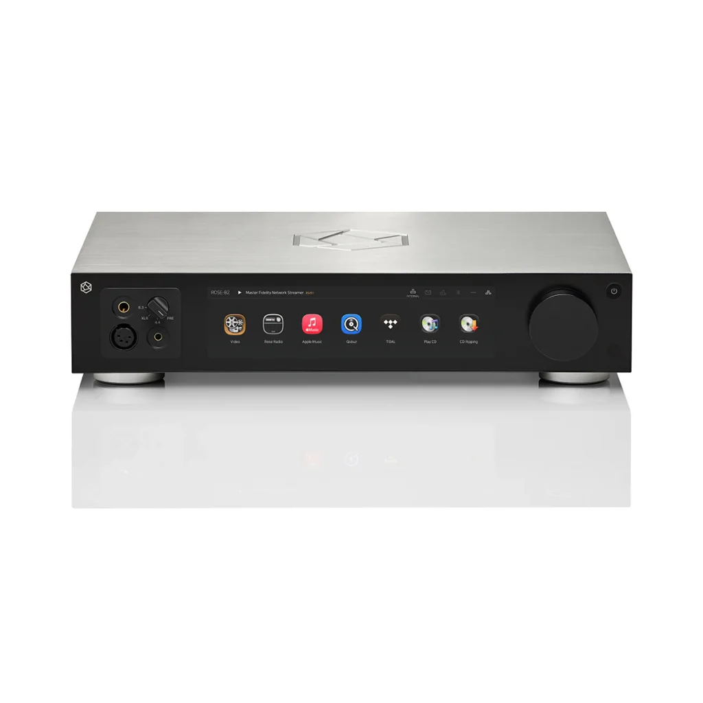 HiFi Rose RS451 Network Streamer front panel with headphone connections and volume knob
