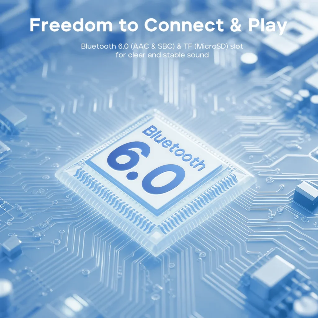 Graphic advertising Bluetooth 6.0 capabilities on the Tribit PocketGo